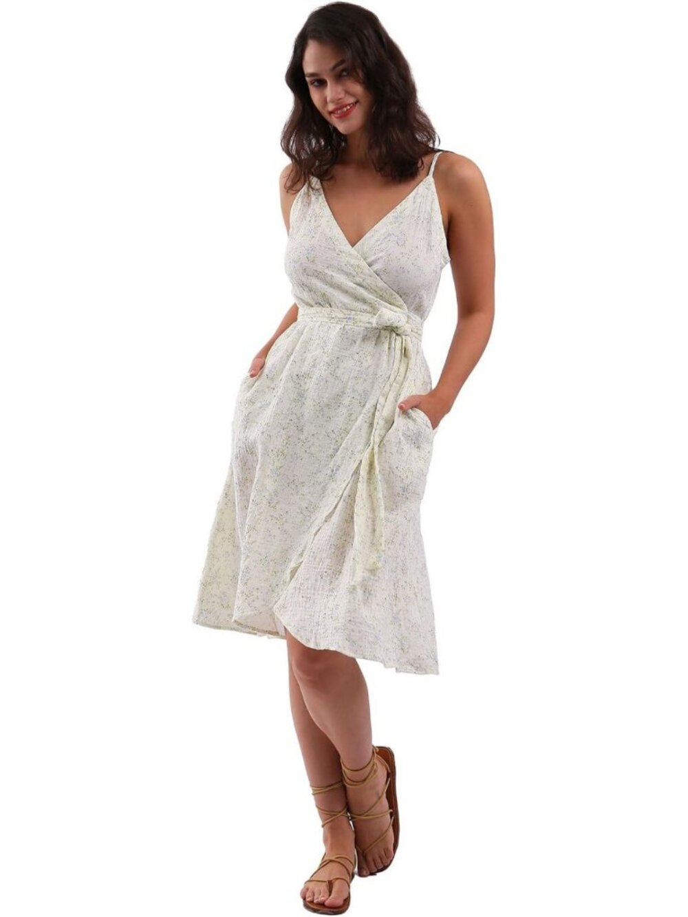 Women's Cotton Gauze Summer Midi Wrap Dress - Lightweight, Breezy, Stylish Fit